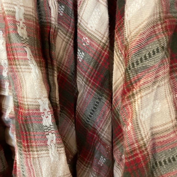 Fringed plaid long-sleeved shawl 100 % cotton - Picture 5 of 6